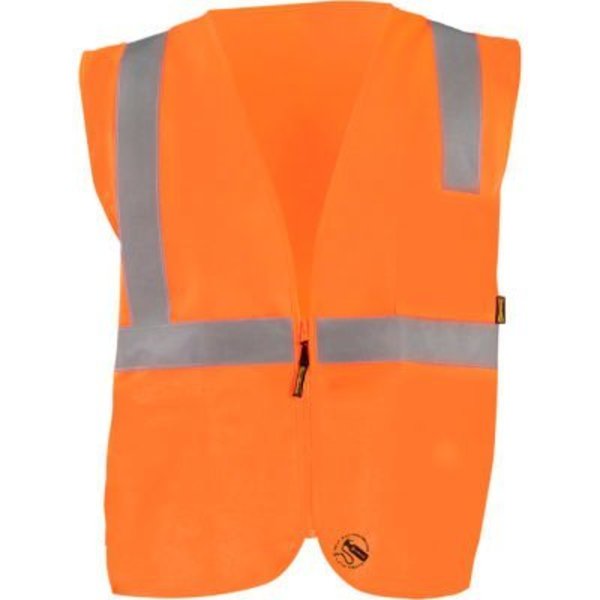 Occunomix Self-Extinguishing Standard Vest, Solid, Class 2, Type R, Zipper, Orange, XL TSE-ISZ-OXL